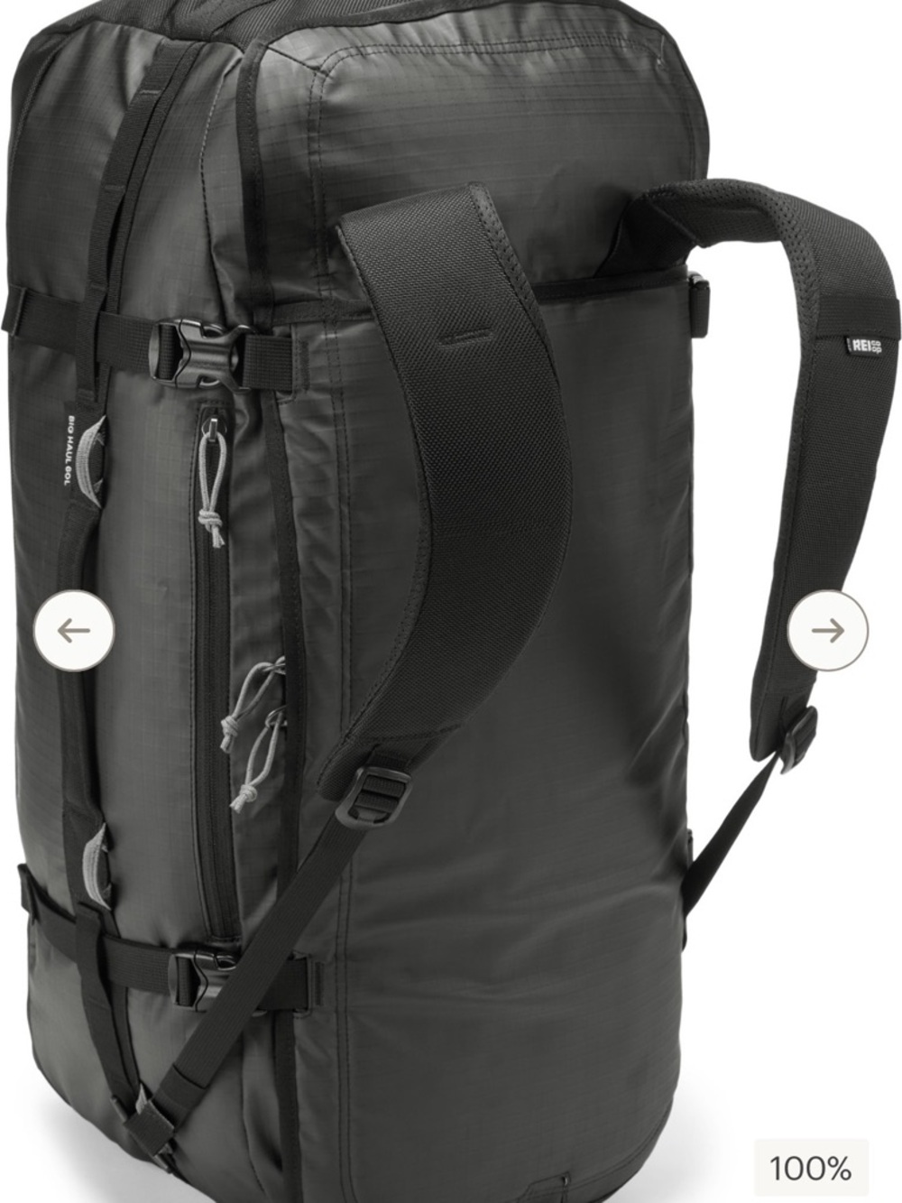 REI Co-op Big Haul 40L Black Compact Duffle Backpack